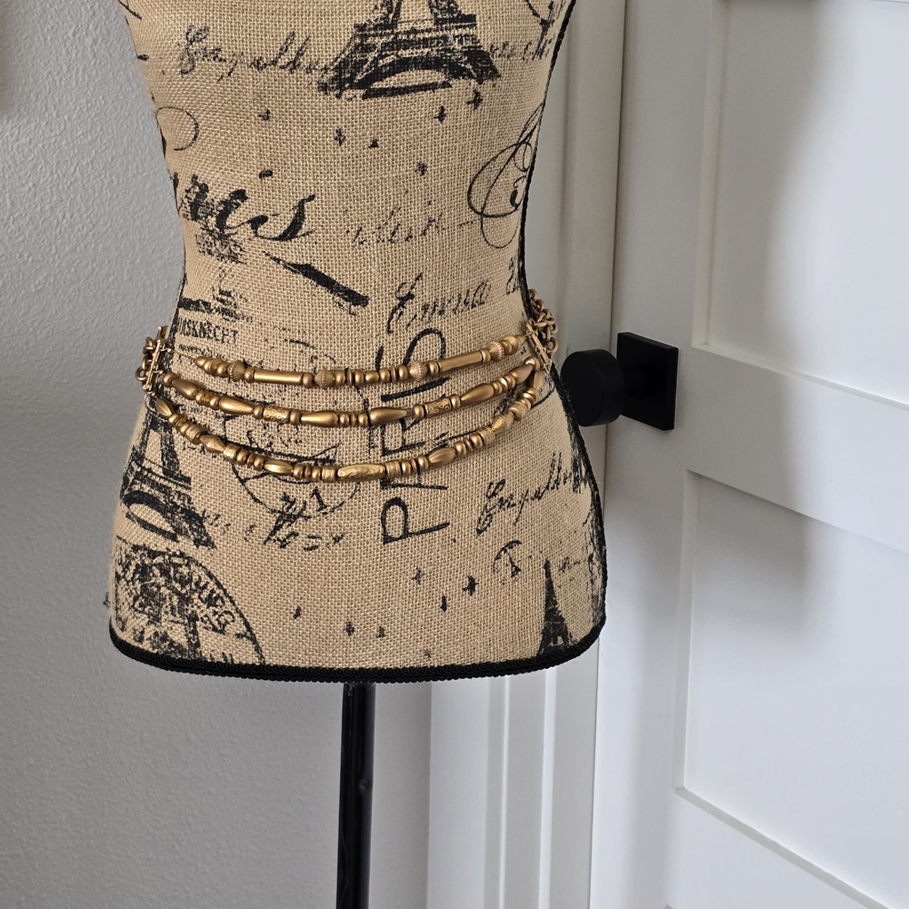 1980s Vintage Chic Gold Beaded Women's Belt. Adjustable. EUC.